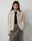 Warm coffee mink retro imported stand collar short mink fur coat - variant_title