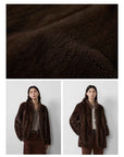 Warm coffee mink retro imported stand collar short mink fur coat - variant_title