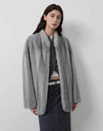 Warm coffee mink retro imported stand collar short mink fur coat - variant_title