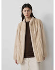 Warm coffee mink retro imported stand collar short mink fur coat - variant_title