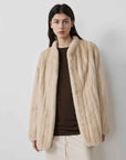 Warm coffee mink retro imported stand collar short mink fur coat - variant_title