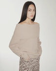 "Warm Women's Formula" French simple and versatile merino wool blended one - neck off - the - shoulder sweater - variant_title