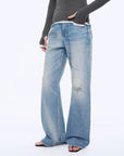 "West City Rhythm" Handmade Whisker Washed Flared Jeans Spring - variant_title
