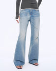 "West City Rhythm" Handmade Whisker Washed Flared Jeans Spring - variant_title