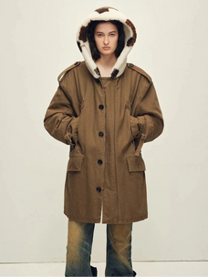 Fireladyfur Wild Heartbeat green rice white merino sheepskin parka front cutout