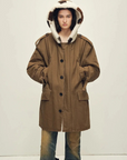 Fireladyfur Wild Heartbeat green rice white merino sheepskin parka front cutout