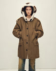 Firelady Wild Heartbeat green rice white merino sheepskin parka front cutout