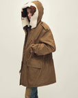 Fireladyfur Wild Heartbeat green rice white parka side view