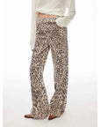 “Wild roar”vintage original leopard print Turkish imported washed slimming straight - leg bootcut jeans - variant_title