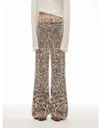 “Wild roar”vintage original leopard print Turkish imported washed slimming straight - leg bootcut jeans - variant_title