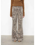 “Wild roar”vintage original leopard print Turkish imported washed slimming straight - leg bootcut jeans - variant_title
