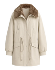 Letrans Wilderness Poem off-white women's 90% goose down parka with detachable wool collar front product image