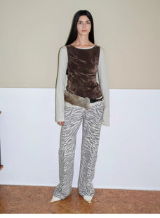 "Wilful Zebra" custom zebra print yeast stone washed low waist flared jeans for women - variant_title