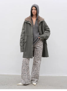 "Wilful Zebra" custom zebra print yeast stone washed low waist flared jeans for women - variant_title
