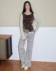 "Wilful Zebra" custom zebra print yeast stone washed low waist flared jeans for women - variant_title
