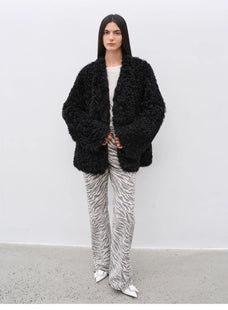 "Wilful Zebra" custom zebra print yeast stone washed low waist flared jeans for women - variant_title