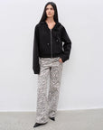 "Wilful Zebra" custom zebra print yeast stone washed low waist flared jeans for women - variant_title