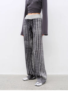 "Winter Date" fashionable slim silhouette permeation printing and dyeing process loose knitted straight pants - variant_title