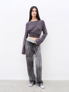 "Winter Date" fashionable slim silhouette permeation printing and dyeing process loose knitted straight pants - variant_title