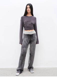 "Winter Date" fashionable slim silhouette permeation printing and dyeing process loose knitted straight pants - variant_title