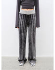 "Winter Date" fashionable slim silhouette permeation printing and dyeing process loose knitted straight pants - variant_title