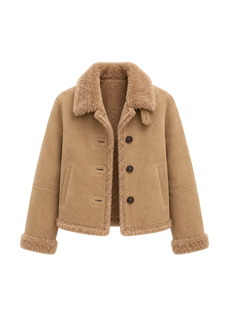 Winter Mochi chestnut milk coffee Toscana shearling coat product cutout