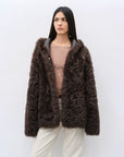 "Winter Snow" lazy silhouette hooded Toscana curly Shearing Coat winter
