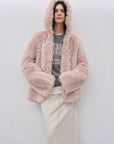"Winter Snow" lazy silhouette hooded Tuscan curly sheepskin fur coat winter - variant_title