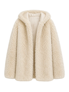 Winter Snow off-white hooded Toscana curly shearling coat product cutout