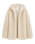 Winter Snow off-white hooded Toscana curly shearling coat product cutout