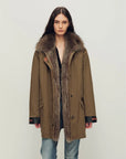 Firelady Winter Street Lights dark brown down parka with detachable fur trim front view