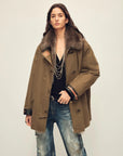 Firelady Winter Street Lights dark brown fur trim down parka front model view