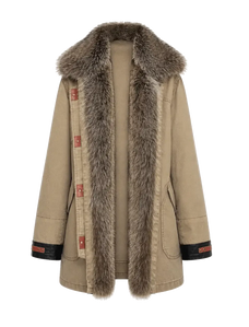 Firelady Winter Street Lights khaki down parka with detachable fur trim product cutout