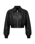 Witch Game vintage washed leather bomber jacket - Black transparent product cutout