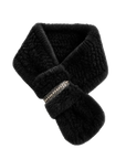 Black rhinestone mink fur scarf for women on transparent background