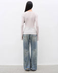 Women's Glove cuffs white sweater loose slightly flared long sleeve O - neck Slim Fit basic T-shirt,"urban simplicity" - variant_title
