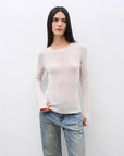 Women's Glove cuffs white sweater loose slightly flared long sleeve O - neck Slim Fit basic T-shirt,"urban simplicity" - variant_title