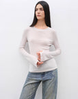 Women's Glove cuffs white sweater loose slightly flared long sleeve O - neck Slim Fit basic T-shirt,"urban simplicity" - variant_title