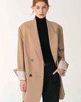 Women's high - density fine silk wool peaked lapel suit jacket - variant_title
