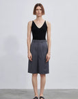 Women's high - density mixed color cotton and linen raw edge straight - leg suit pants - variant_title