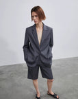 Women's high - density mixed color cotton and linen raw edge straight - leg suit pants - variant_title