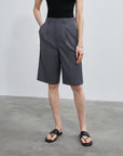 Women's high - density mixed color cotton and linen raw edge straight - leg suit pants - variant_title