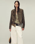 Women's imported first - layer suede sheepskin short autumn leather jacket - variant_title