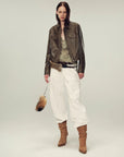 Women's imported first-layer suede sheepskin short autumn leather jacket