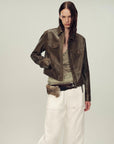 Women's imported first-layer suede sheepskin short autumn leather jacket