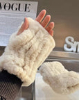 Women's Rex Rabbit Fur Fingerless Gloves Winter - Phone & Typing Friendly - variant_title