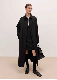 Women's Trench Coat Mid - Length British Wool Blend Petite - Friendly Overcoat "Fragrant Moment" - variant_title