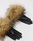 Women's Vintage Raccoon Fur Lightly Coated Genuine Leather Fur Gloves Winter - variant_title