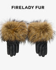 Women's Vintage Raccoon Fur Lightly Coated Genuine Leather Fur Gloves Winter - variant_title