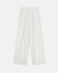 Women's white straight casual wide waist drape floor - length wide leg pants - variant_title